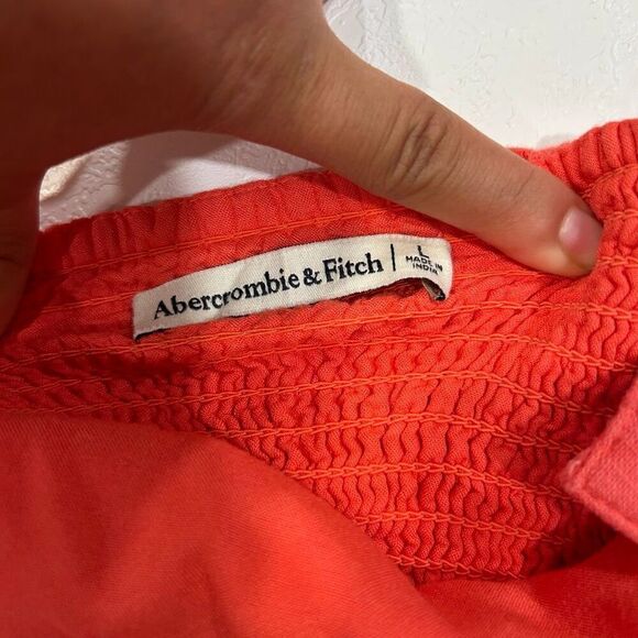 Abercrombie & Fitch Red Crop Top Size L Lace-Up Corset Style - Picture 3 of 6